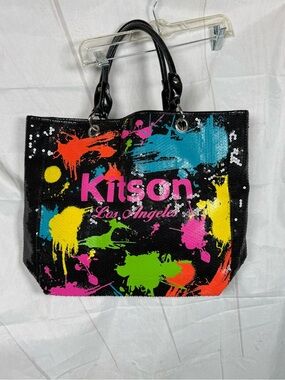 Kitson Los Angeles Sequin Paint Splash Tote Bag Large